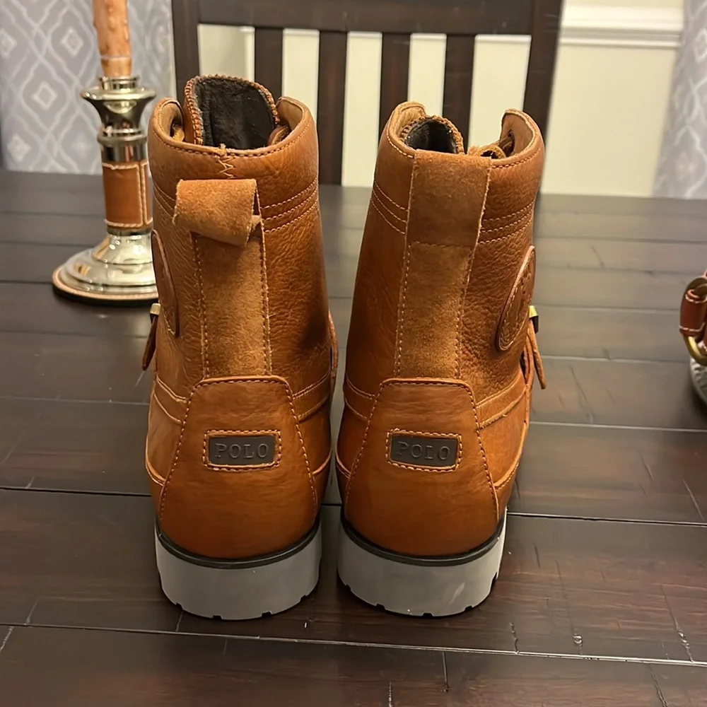 Polo Ralph Lauren Ranger Country Boots new brown tumbled leather Men’s Size 9